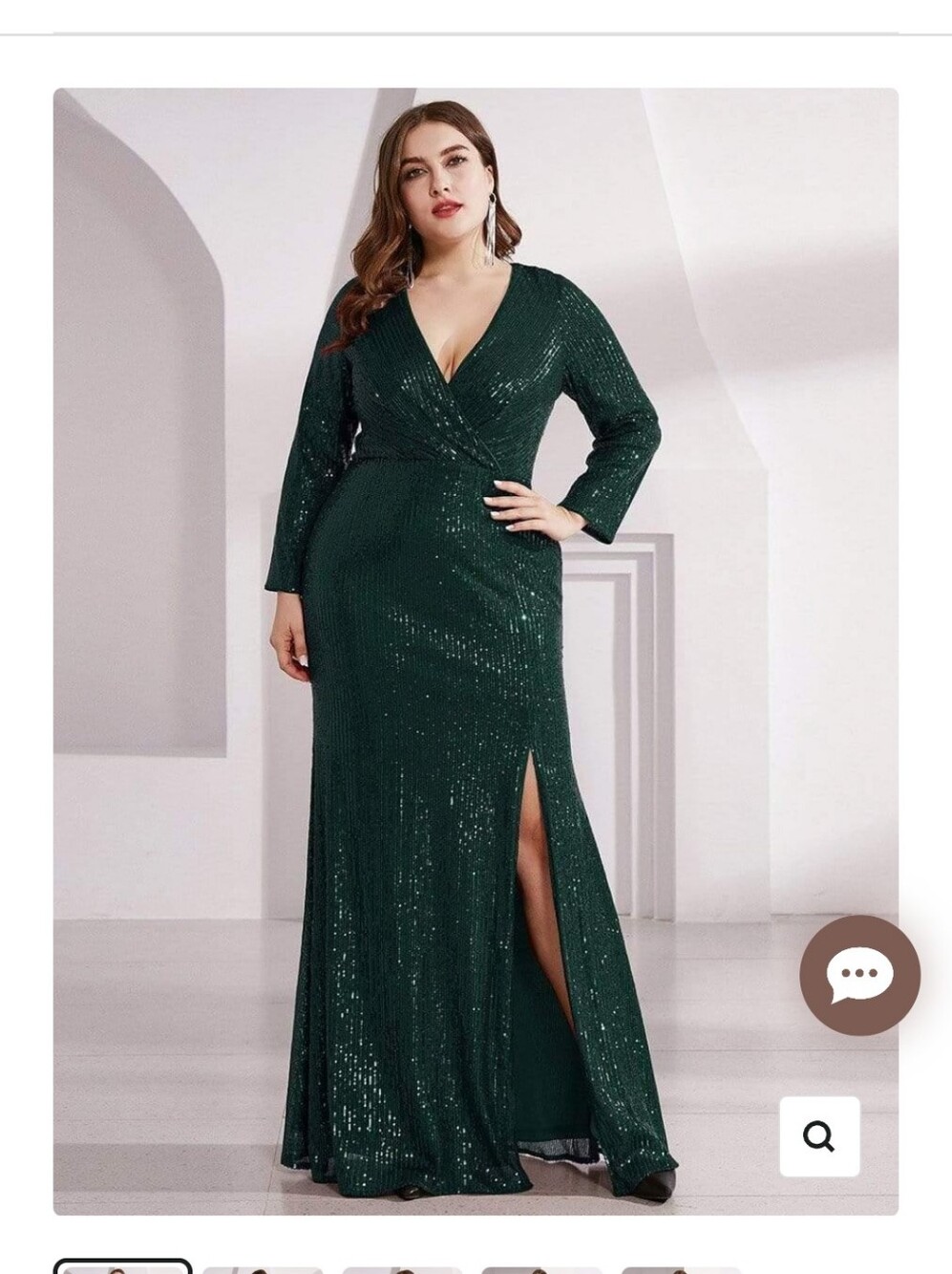 NYX Emerald Green Sequin Wrap Long Sleeve Gown